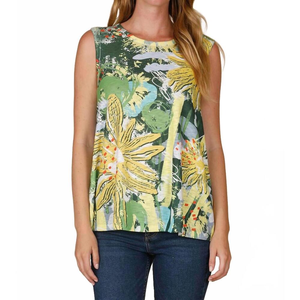 NEW INOAH tropical bloom a-line tank top in green
